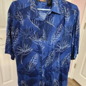 Blue Floral Men's Casual Button Down Shirt